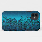 Blau mit schwarzer Paisley-Spitze Case-Mate iPhone Hülle (Rückseite (Horizontal))