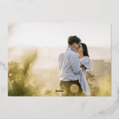 Blau mit silberfarbenem Foto Folieneinladung (Rückseite)