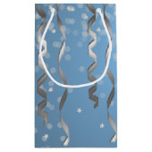 Blau mit Silberstreifen und Sternen Kleine Geschenktüte (Rückseite)