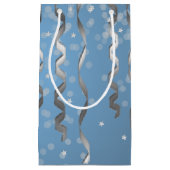 Blau mit Silberstreifen und Sternen Kleine Geschenktüte (Vorderseite)