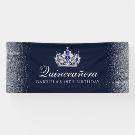 Blau mit Silver Glitzer Quinceanera Banner
