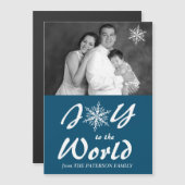 Blau mit Snowflakes Weihnachtskarte Magnetkarte (Vorne/Hinten)