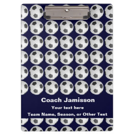 Blau mit Soccer-Ball-Muster für Trainer, Name, Klemmbrett
