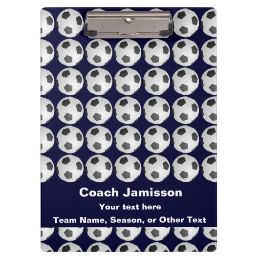 Blau mit Soccer-Ball-Muster für Trainer, Name, Klemmbrett (Vorderseite)