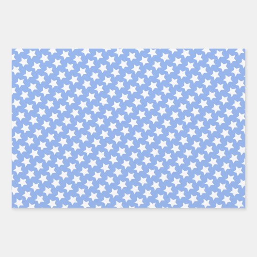 Blau mit Spaß, Muster der weißen Sterne Geschenkpapier Set (Vorderseite 3)