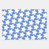 Blau mit Spaß, Muster der weißen Sterne Geschenkpapier Set (Vorderseite 2)