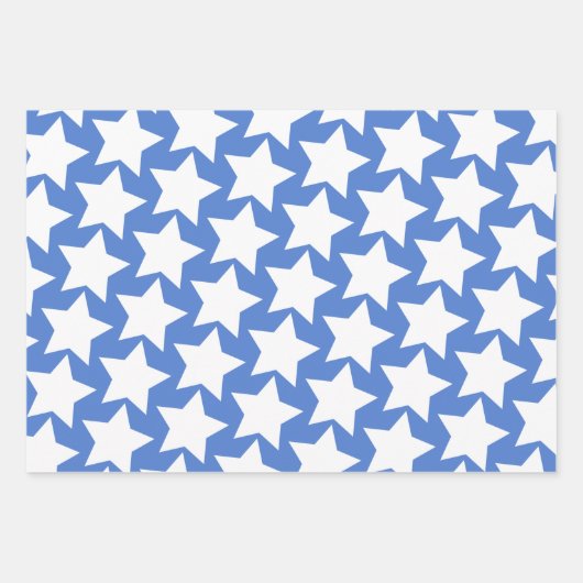 Blau mit Spaß, Muster der weißen Sterne Geschenkpapier Set (Vorderseite 2)