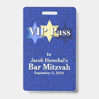 Blau mit Stars Bar Mitzvah VIP Party Abzeichen Ausweis