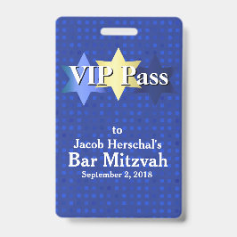 Blau mit Stars Bar Mitzvah VIP Party Abzeichen Ausweis