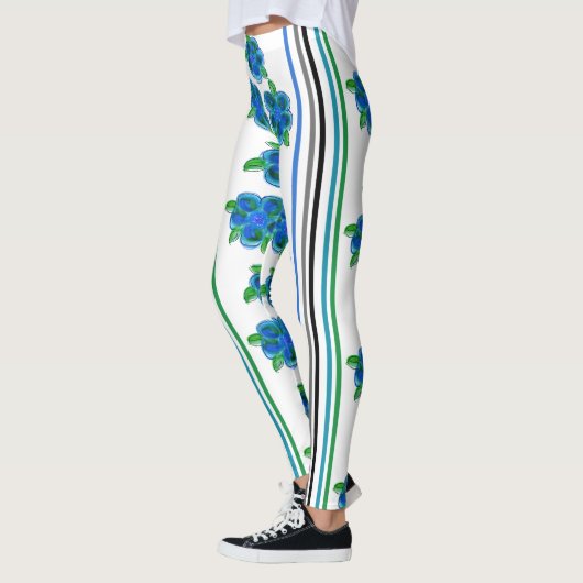 Blau mit Streifen Leggings (Links)