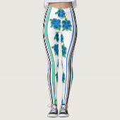 Blau mit Streifen Leggings (Vorderseite)