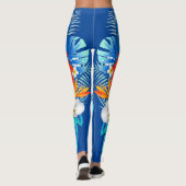 Blau mit tropischen Blume Leggings (Rückseite)