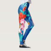 Blau mit tropischen Blume Leggings (Rechts)