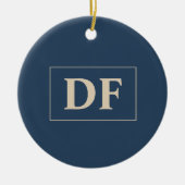 Blau mit Vanilla-Initialen Keramik Ornament (Vorne)