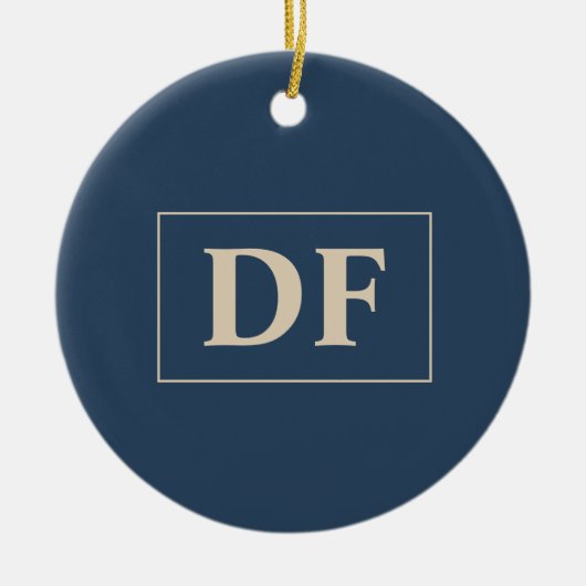 Blau mit Vanilla-Initialen Keramik Ornament (Vorne)