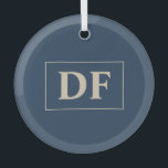 Blau mit Vanilla Initials Glas Ornament Ornament Aus Glas<br><div class="desc">Blau mit Vanilla-Initialen</div>