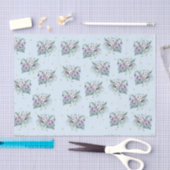 Blau mit violetten Blumen und goldenen Punkten Seidenpapier (Handwerk)