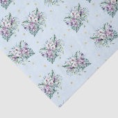 Blau mit violetten Blumen und goldenen Punkten Seidenpapier (Ausschnitt)