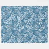 blau mit Weiß, blau, Blume, blumig, rustikal, fa Fleecedecke (Vorderseite (Horizontal))