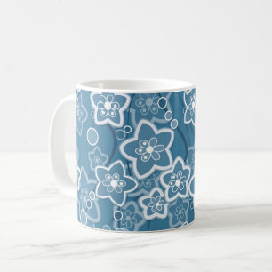 blau mit Weiß, blau, Blume, blumig, rustikal, fa Kaffeetasse