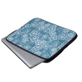 blau mit Weiß, blau, Blume, blumig, rustikal, fa Laptopschutzhülle (Vorne Knopf)