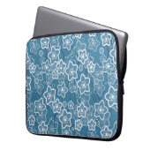 blau mit Weiß, blau, Blume, blumig, rustikal, fa Laptopschutzhülle (Vorderseite Links)