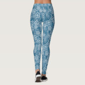 blau mit Weiß, blau, Blume, blumig, rustikal, fa Leggings (Rückseite)