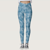 blau mit Weiß, blau, Blume, blumig, rustikal, fa Leggings (Vorderseite)