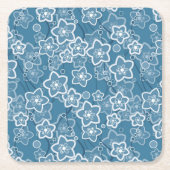 blau mit Weiß, blau, Blume, blumig, rustikal, fa Rechteckiger Pappuntersetzer (Vorderseite)