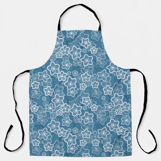 blau mit Weiß, blau, Blume, blumig, rustikal, fa Schürze (Vorderseite)