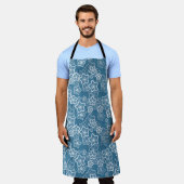 blau mit Weiß, blau, Blume, blumig, rustikal, fa Schürze (Getragen)