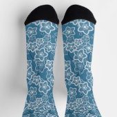 blau mit Weiß, blau, Blume, blumig, rustikal, fa Socken (Oben)