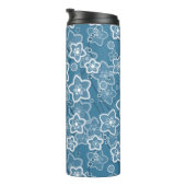 blau mit Weiß, blau, Blume, blumig, rustikal, fa Thermosbecher (Nach rechts gedreht)