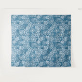 blau mit Weiß, blau, Blume, blumig, rustikal, fa Wandteppich (Vorderseite (Horizontal))