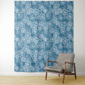 blau mit Weiß, blau, Blume, blumig, rustikal, fa Wandteppich (Beispiel)