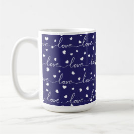 BLAU MIT WEISS GESTRICHENER LIEBE MIT HERZEN KAFFEETASSE