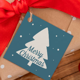 Blau mit weißem Kiefer und Schneeflocken Weihnacht Geschenkanhänger