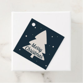Blau mit weißem Kiefer und Schneeflocken Weihnacht Geschenkanhänger