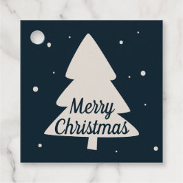 Blau mit weißem Kiefer und Schneeflocken Weihnacht Geschenkanhänger