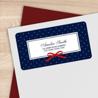 Blau mit weißem Polka-Dot und roter Ribbon-Adresse