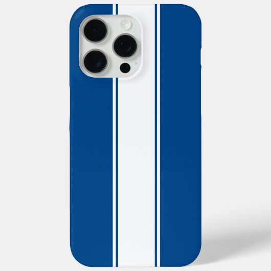 Blau mit weißem Racing Streifen Case-Mate iPhone Hülle (Rückseite)