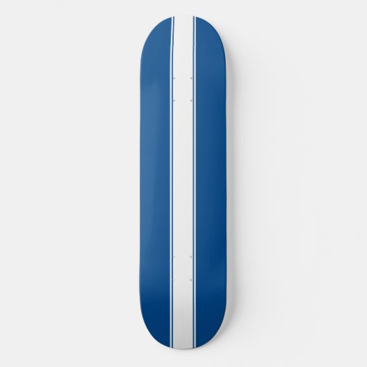 Blau mit weißem Racing Streifen Skateboard (Vorderseite)