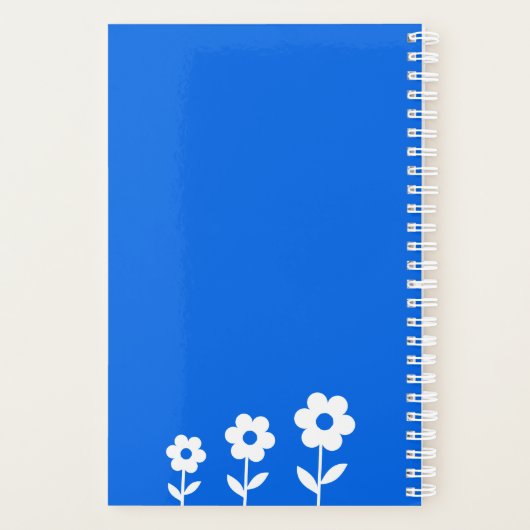 Blau mit weißen Blume, Individuelle Name-Planer Planer (Rückseite)