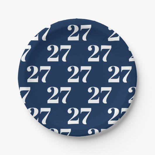 Blau mit weißen Buchstaben und Buchstaben anpassen Pappteller (Vorderseite)