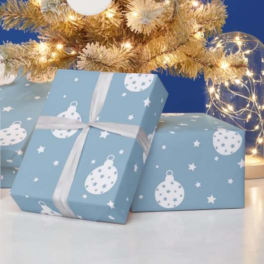 BLAU MIT WEISSEN CHRISTMAS ORNAMENS GESCHENKPAPIER (Feiertage)