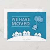 Blau mit weißen Häusern Neue Adresse Postkarte (Vorne/Hinten)