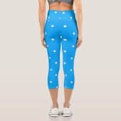 Blau mit weißen Punkten Capri Leggings (Rückseite)