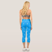 Blau mit weißen Punkten Capri Leggings (Rückseite)
