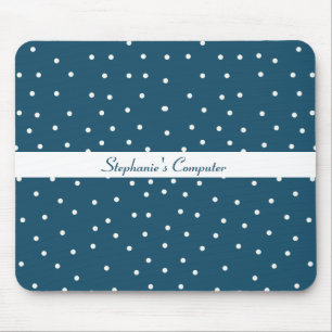 Blau mit weißen Punkten Mousepad
