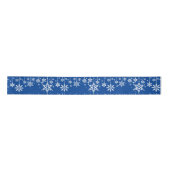 Blau mit weißen Schneeflocken| Weihnachten Satinband (Vorderseite)
